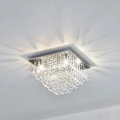 Budget 🔥 [lux.pro] Plafonnier Lampe de Plafond Aluminium Cristal Artistique Chrome et Blanc 38 x 38 cm 🤩 -Atmosphera Soldes 4260264775359 4