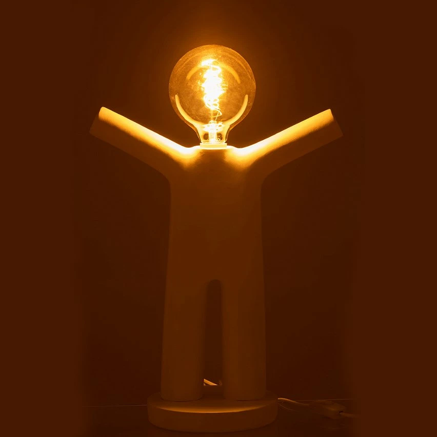 Nouveau 🥰 Paris prix Lampe Bonhomme en Résine Blanche ❤️ 4 Nouveau 🥰 Paris prix Lampe Bonhomme en Résine Blanche ❤️ – Image 2