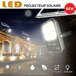 Tout neuf ⌛ Digitech Projecteurs solaires LED Noir 60W étanche IP65 Blanc froid 6000k 😀 -Atmosphera Soldes 5602015275760 2 1