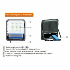 Tout neuf ⌛ Digitech Projecteurs solaires LED Noir 60W étanche IP65 Blanc froid 6000k 😀 -Atmosphera Soldes 5602015275760 4 1
