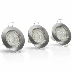Bon marché ⌛ Spot led encastrables Jeu de 3 led spot ronds Ø78mm argent GU10 - 4000K Blanc neutre ASLO ⭐