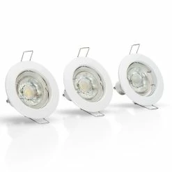 Tout neuf 💯 Spot led encastrables Jeu de 3 led spot ronds Ø78mm blancs GU10 - 4000K Blanc neutre ASLO ✔️
