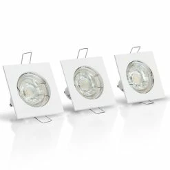 Meilleure vente ❤️ Spot LED encastrables Jeu de 3 spots carrés 75 x 75 mm blanc GU10- BLANC 4000K Blanc neutre ASLO 🔥