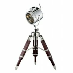 De gros 😉 Spot-Light Lampadaire Trépied Métal "Movie" 90cm Aluminium & Wengé 🥰