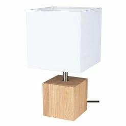 Offres 🛒 Paris prix Lampe à Poser Carrée "Trongo" 30cm Chêne Huilé 👏