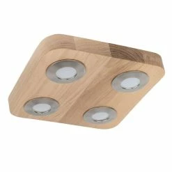 Meilleur prix ⌛ Paris prix Plafonnier 4 Spots "Sunniva" 26cm Chêne Huilé ⌛