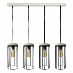 Le moins cher 🔔 Paris prix Lampe Suspension 4 Têtes "Gunnar" 135cm Gris 😉