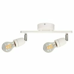 Sortie ❤️ Paris prix Plafonnier 2 Spots "Porcia" 30cm Blanc & Chrome 🎉