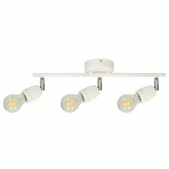 De gros 😀 Paris prix Plafonnier 3 Spots "Porcia" 45cm Blanc & Chrome 🌟