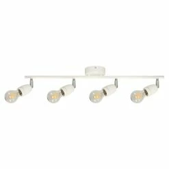 Meilleure affaire 👏 Paris prix Plafonnier 4 Spots "Porcia" 69cm Blanc & Chrome 👏