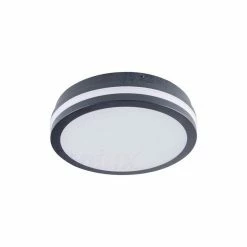 Promo 🔥 Kanlux Plafonnier LED 18W à détecteur étanche IP54 rond ∅220mm Graphite - Blanc Naturel 4000K 😍