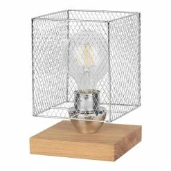 Remise 👍 Paris prix Lampe à Poser Design "Cage" 21cm Chêne Huilé ✨
