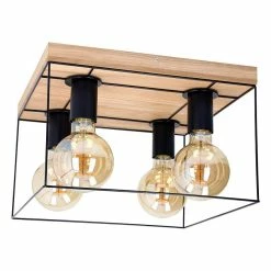 Bon marchĂ© âš Paris prix Plafonnier Design 4 TĂȘtes "Gretter" 34cm ChĂȘne HuilĂ© đ€©