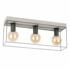 Grosses soldes ❤️ Paris prix Plafonnier Design 3 Têtes "Gretter" 34cm Gris & Noir 🤩