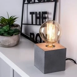 Coupon 🥰 Paris prix Lampe à Poser Carrée en Béton "Strong" 10cm Gris ✔️ -Atmosphera Soldes 5907500151797 2