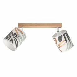 Le moins cher ✨ Paris prix Plafonnier 2 Têtes Design "Hoja" 25cm Chêne Huilé 😍