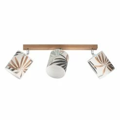 Grosses soldes 🧨 Paris prix Plafonnier 3 Têtes Design "Hoja" 25cm Chêne Huilé 🌟