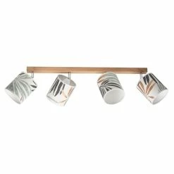 Vente flash ⌛ Paris prix Plafonnier 4 Têtes Design "Hoja" 25cm Chêne Huilé 👏