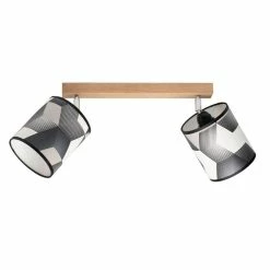 Vente flash 😍 Paris prix Plafonnier 2 Têtes Design "Espacio" 37cm Chêne Huilé ✨