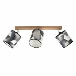 Promo 🤩 Paris prix Plafonnier 3 Têtes Design "Espacio" 52cm Chêne Huilé 🥰