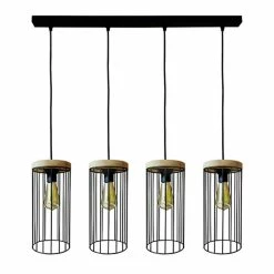 Offres đ Paris prix Lampe Suspension 4 TĂȘtes Design "Gunnar" 135cm Noir đ