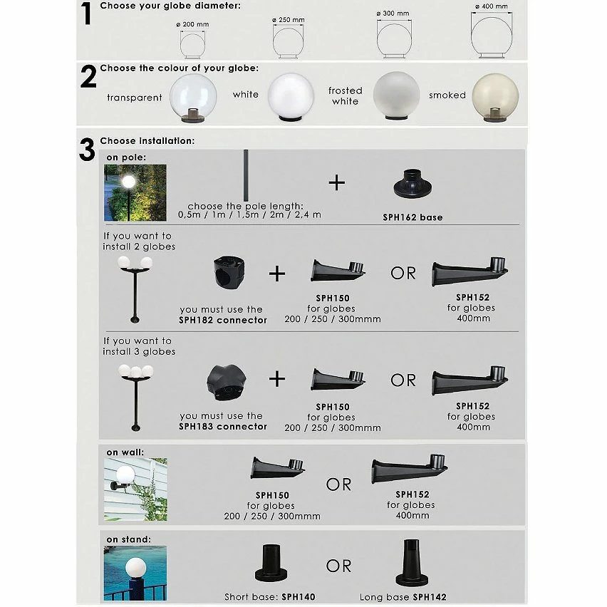 Sortie ⌛ VELAMP Sphère d'extérieur en PMMA, 250mm, E27, transparente 💯 8 Sortie ⌛ VELAMP Sphère d'extérieur en PMMA, 250mm, E27, transparente 💯 – Image 6