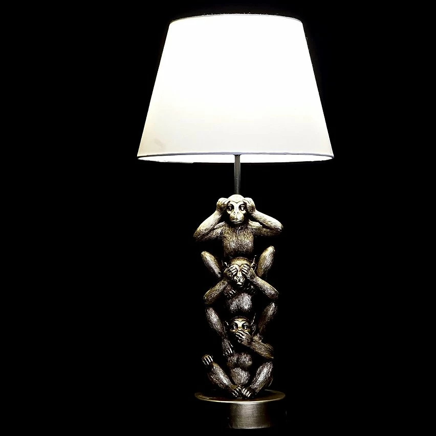 Bon marché 🎁 Item Lampe à poser dorée singes de la sagesse 61 cm ✨ 4 Bon marché 🎁 Item Lampe à poser dorée singes de la sagesse 61 cm ✨ – Image 2