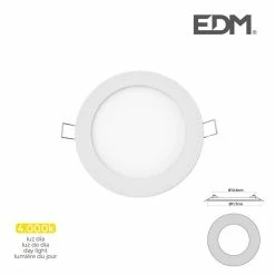 Grosses soldes ✨ EDM Downlight LED 6W rond ∅11,7cm Blanc - Blanc Naturel 4000K 🤩