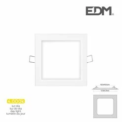 Bon marché 🔔 EDM Downlight LED 6W carré 11,7cm Blanc - Blanc Naturel 4000K 🔥
