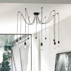 Acheter 🥰 HOMEMANIA Lampe à Suspension Wire - Noir - 180 x 180 x 93 cm 🧨
