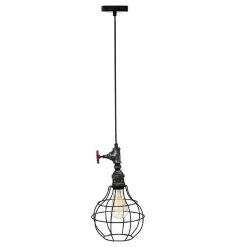 Le moins cher 🔥 HOMEMANIA Lampe à Suspension Pensare - Noir, Argent - 20 x 20 x 112 cm 🥰