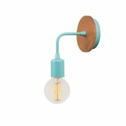 Sortie 👍 HOMEMANIA Lampe Murale Simple Drop Wood - Bleu pastel, bois - 12 x 12 x 13 cm 🔔