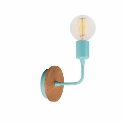 Sortie 👍 HOMEMANIA Lampe Murale Simple Drop Wood - Bleu pastel, bois - 12 x 12 x 13 cm 🔔 -Atmosphera Soldes 8681847142096 3