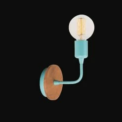 Sortie 👍 HOMEMANIA Lampe Murale Simple Drop Wood - Bleu pastel, bois - 12 x 12 x 13 cm 🔔 -Atmosphera Soldes 8681847142096 4