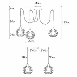 Coupon 🌟 HOMEMANIA Lampe à Suspension Wire-Fall - Cuivre, noir - 180 x 180 x 113 cm ❤️ -Atmosphera Soldes 8681847142195 4