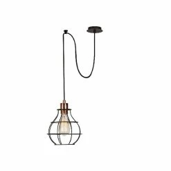 Offres đ HOMEMANIA Lampe Ă Suspension Wire-Fall - Cuivre, noir - 100 x 20 x 113 cm đ