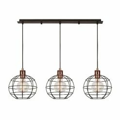 Promo 👏 HOMEMANIA Lampe à Suspension Wires - Cuivre, noir - 90 x 20 x 113 cm ⌛