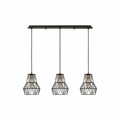 Vente flash 👏 HOMEMANIA Lampe à Suspension Cagex - Noir, Cuivre - 90 x 20 x 115 cm ⭐