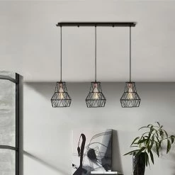Vente flash 👏 HOMEMANIA Lampe à Suspension Cagex - Noir, Cuivre - 90 x 20 x 115 cm ⭐ -Atmosphera Soldes 8681847144823 3