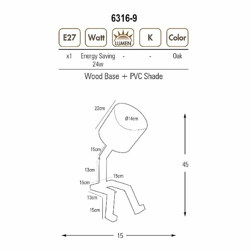 Top 10 ❤️ HOMEMANIA Lampe de Bureau Omino - Chêne - 15 x 15 x 45 cm 🎁 4 Top 10 ❤️ HOMEMANIA Lampe de Bureau Omino - Chêne - 15 x 15 x 45 cm 🎁 – Image 2
