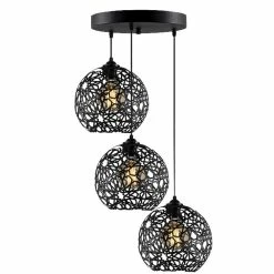 Meilleur prix 😀 HOMEMANIA Lampe à Suspension Seljuk - Noir - 65 x 65 x 117 cm 😉