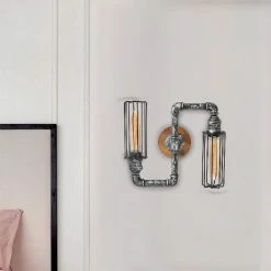 Coupon ❤️ HOMEMANIA Lampe Murale Douby II - Noir, Argent - 34 x 12 x 30 cm 🌟 -Atmosphera Soldes 8681847167655 4