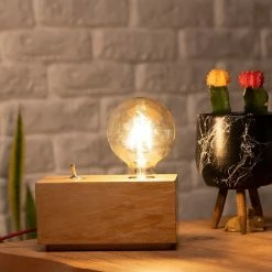 Meilleure vente 🌟 HOMEMANIA Lampe de Bureau Idea - Chêne - 10 x 19 x 10 cm 👏 -Atmosphera Soldes 8681847175582 4