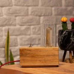 Meilleure vente 🔥 HOMEMANIA Lampe de Bureau Idea - Chêne - 10 x 19 x 22 cm ⌛ -Atmosphera Soldes 8681847175599 3