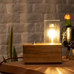 Meilleure vente 🔥 HOMEMANIA Lampe de Bureau Idea - Chêne - 10 x 19 x 22 cm ⌛ -Atmosphera Soldes 8681847175599 4