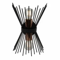 Bon marché 😀 HOMEMANIA Lampe Murale Brush - Noir, Cuivre - 22 x 32 x 15 cm 😉