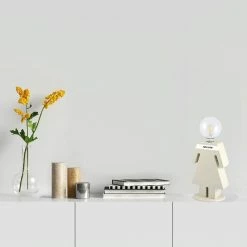 Le moins cher 🌟 HOMEMANIA Lampe de table Eva - Sable, Blanc, Noir - 15 x 16 x 26 cm 🎁 -Atmosphera Soldes 8681847183327 4