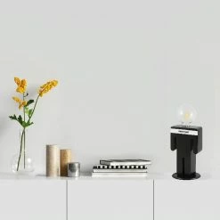 Sortie 😍 HOMEMANIA Lampe de table Adam - Noir, blanc - 15 x 15 x 26 cm 💯 -Atmosphera Soldes 8681847183457 4