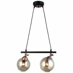 Nouveau đ HOMEMANIA Lampe Ă Suspension Serrta - Noir, Cuivre - 15 x 36 x 90 cm đ€©
