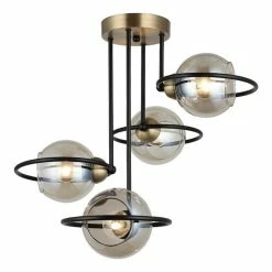 Meilleur prix 🧨 HOMEMANIA Lampe à Suspension Ringo - Or, noir - 53 x 53 x 43 cm 👏